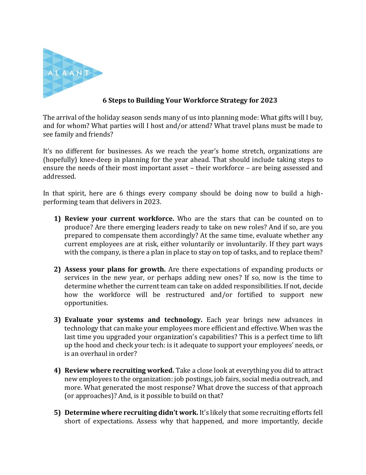 6 Steps to Building your Workforce Strategy in 2023